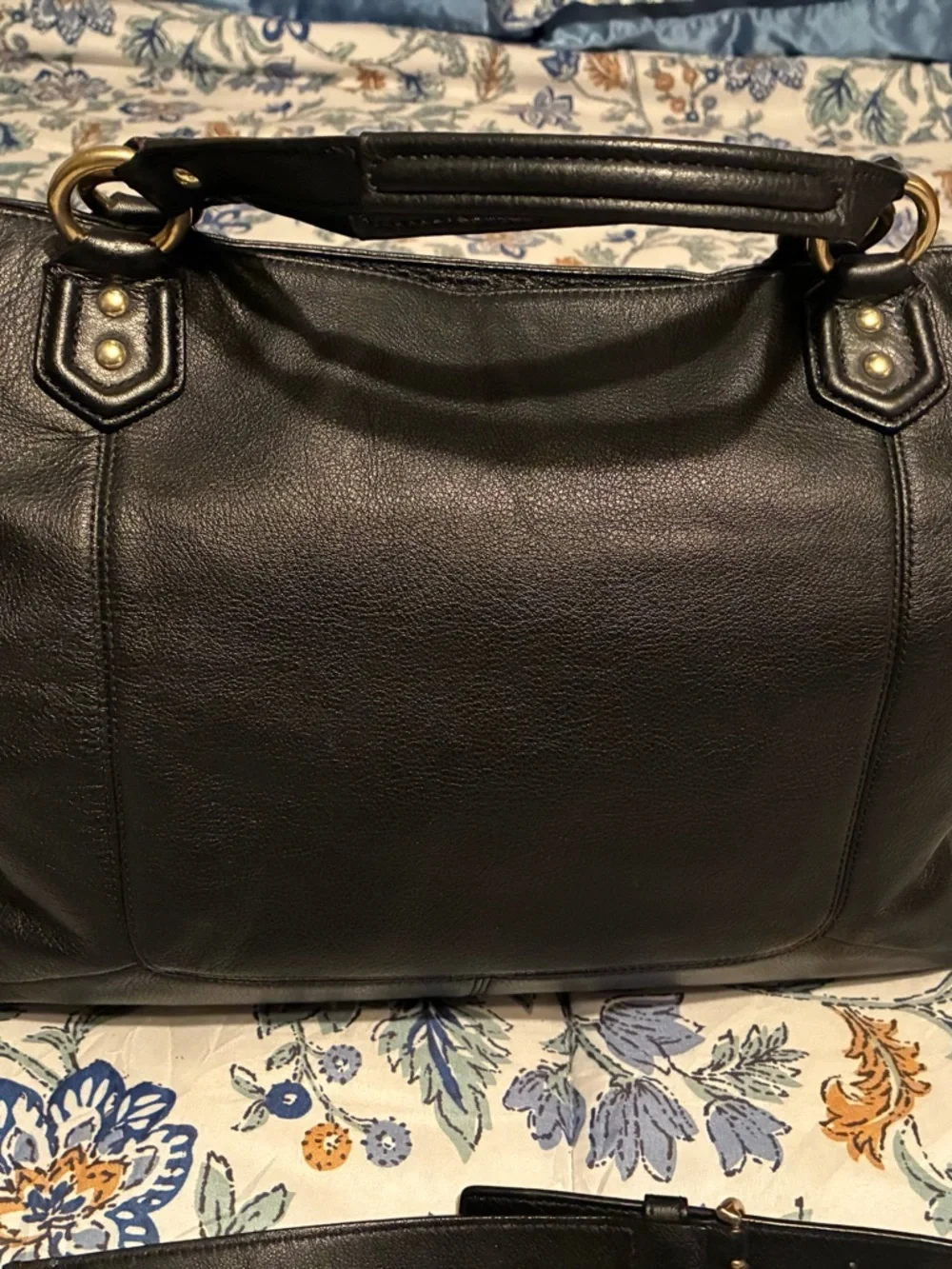 Coach Black Leather Shoulder Tote with Gold Hardware - Picture 2 of 11